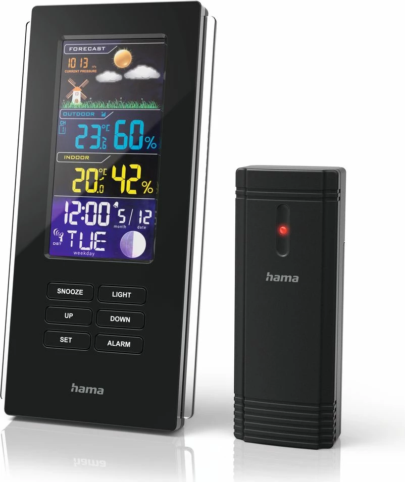 Vremenska postaja z barvnim zaslonom Hama Color Edge, črna