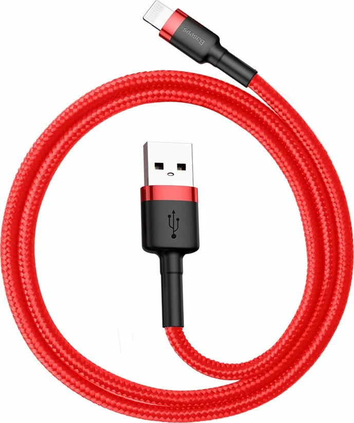 Kabel USB-A v Lightning, 0,5 m, 2,4 A, rdeč, Baseus Cafule CALKLF-A09