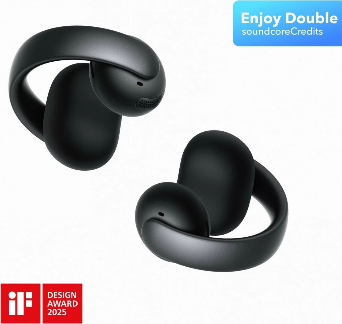 Slušalke Bluetooth z zaponko za uho Anker Soundcore AeroClip A3388G11, Bluetooth 5.4, 24 h baterija s polnilnim ohišjem, mikrofon, USB-C, črne