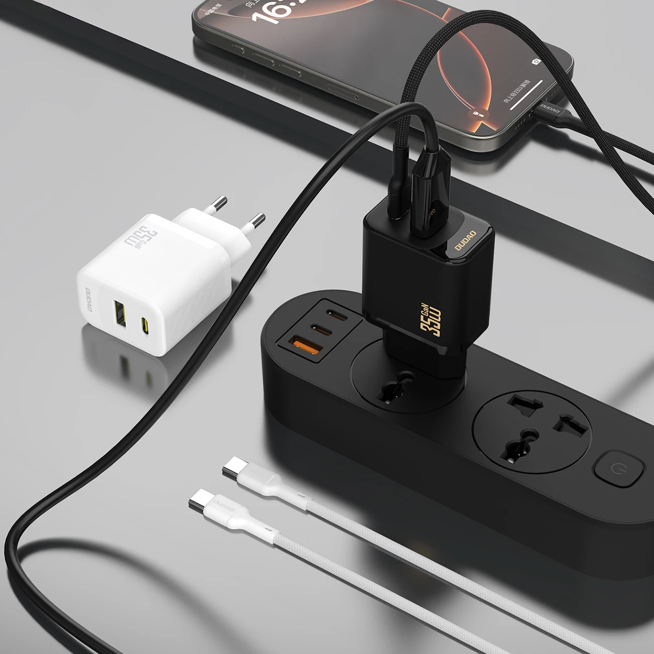 Stenski polnilec z USB-C kablom, 35 W, bel, Dudao A27 MaxC