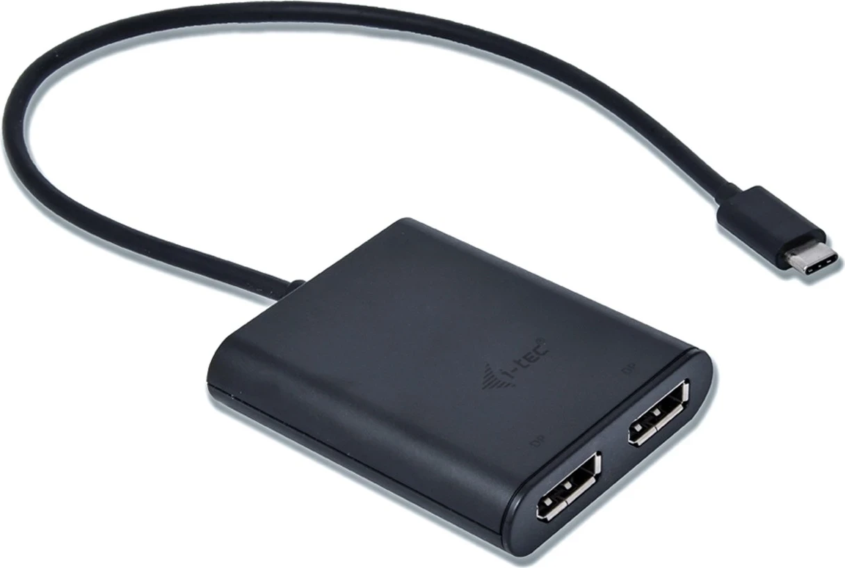 Adapter USB-C, 2x DisplayPort, 4K Ultra HD, črn i-tec