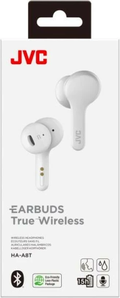 Brezžične slušalke True Wireless, Bluetooth, bele JVC HA-A8T