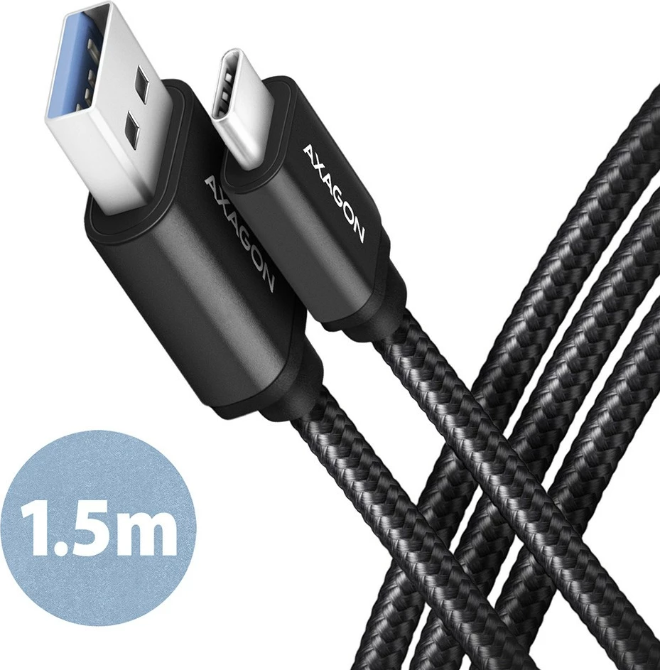 USB-C v USB-A kabel AXAGON BUCM3-AM15AB, 1,5 m, USB 3.2 Gen 1, 3A, črn