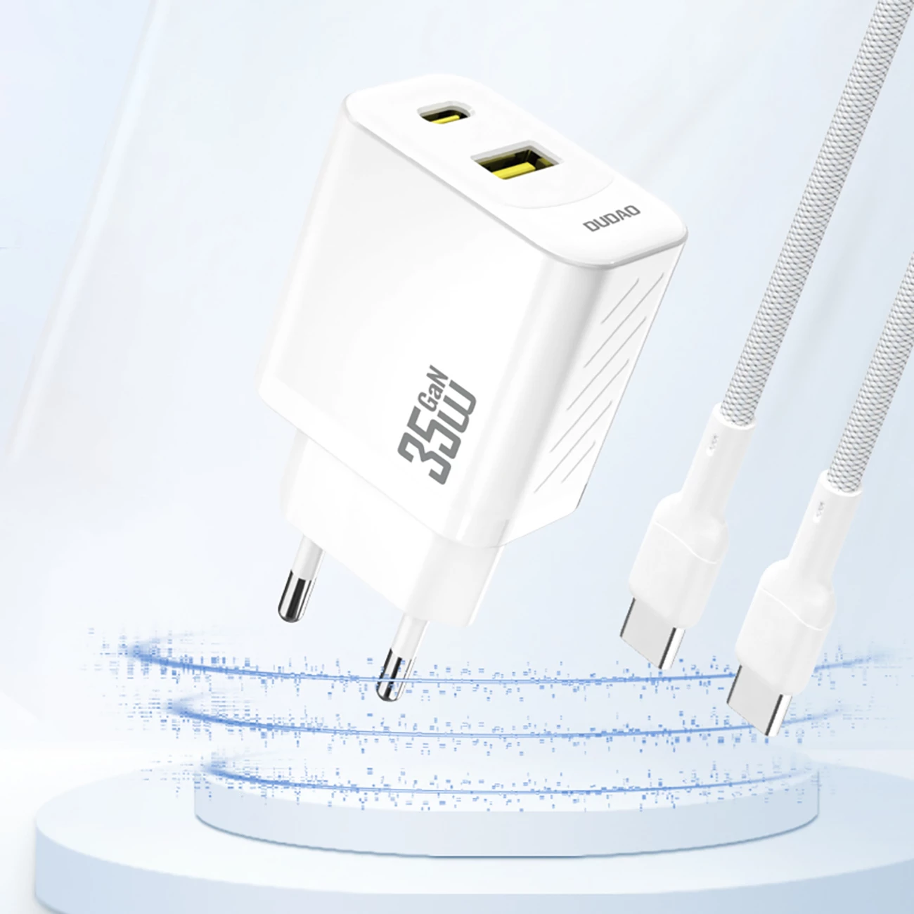 Stenski polnilec z USB-C kablom, 35 W, bel, Dudao A27 MaxC