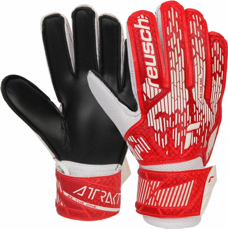 Rokavice za vratarje za otroke Reusch Attrakt Solid Jr, rdeče in črne