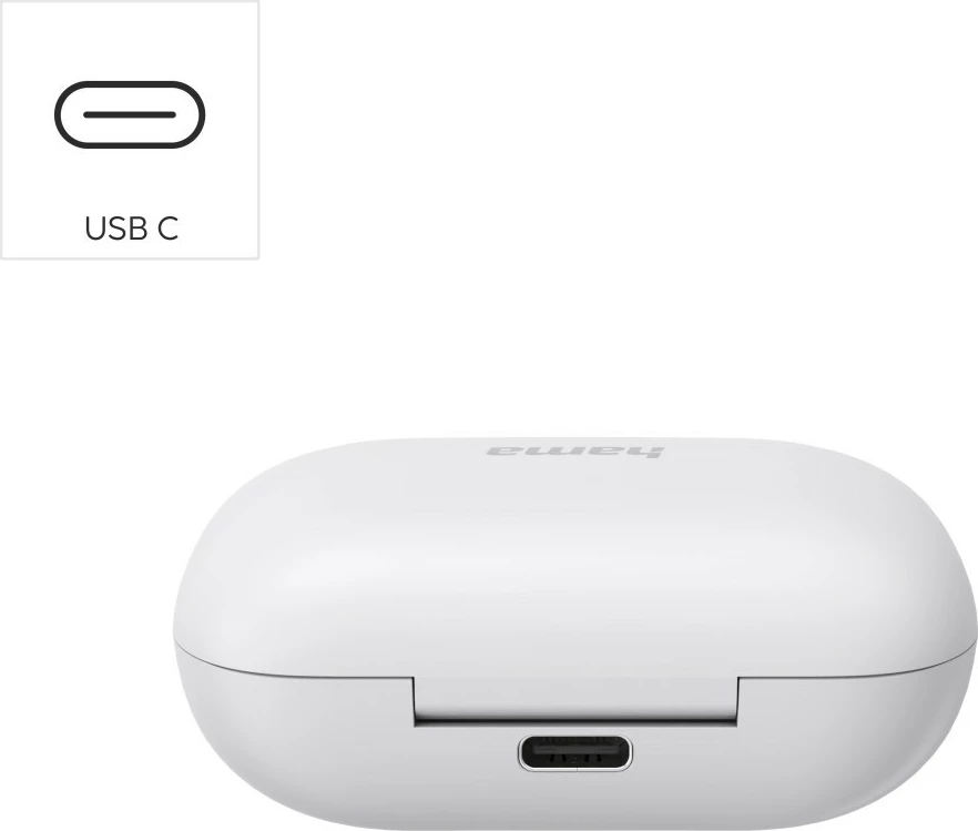 Brezžične in-ear slušalke Hama Spirit Chop II 184173, Bluetooth 5.0, IPX4, nadzor na dotik, USB-C, bele