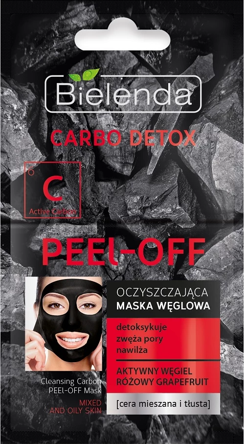 Čistilna maska z aktivnim ogljem Bielenda Carbo Detox Peel-Off, 2x6g