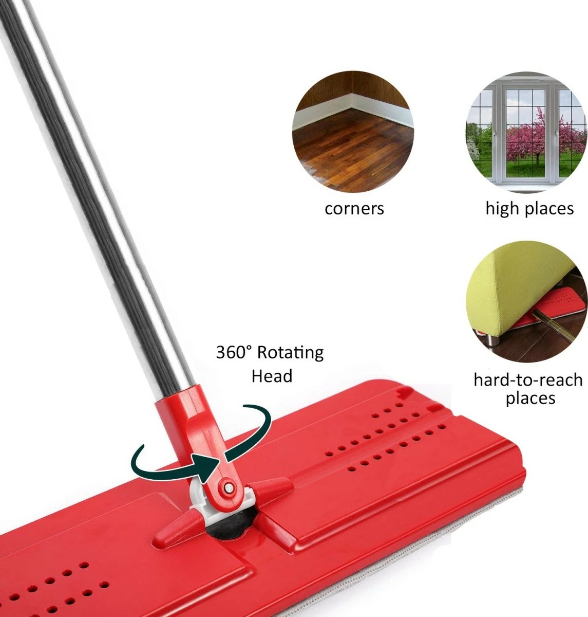 Mop raven GreenBlue MaxiClean GB850 z vedrom in ožemalnikom, rdeč