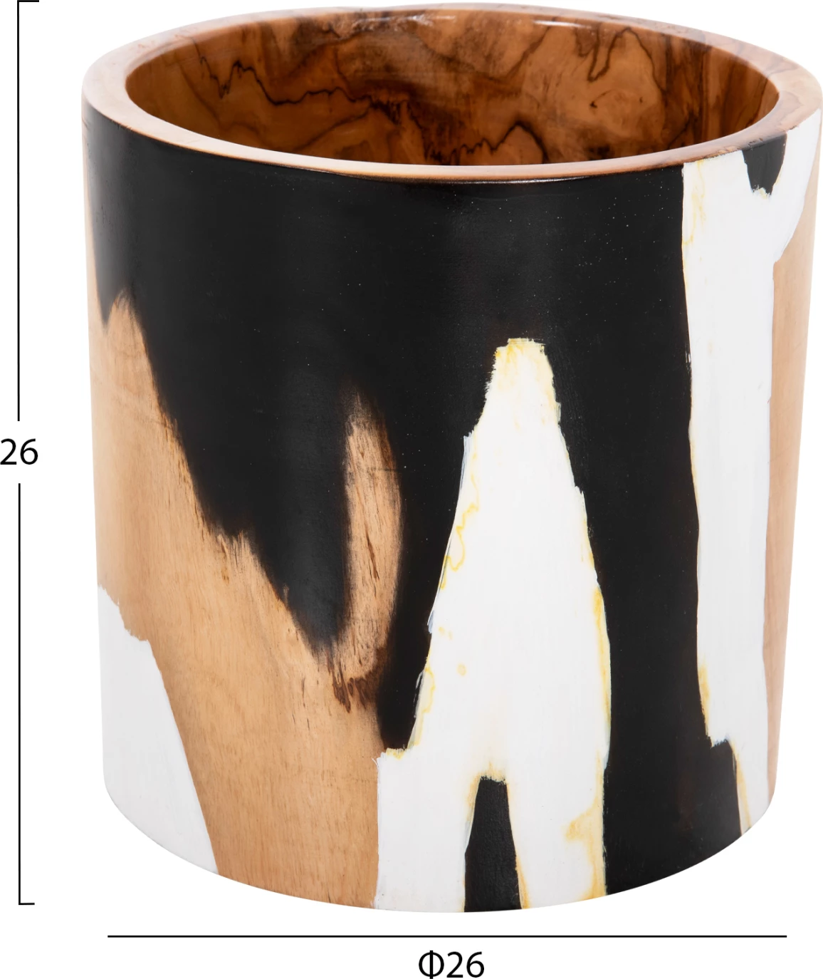 Namizna dekoracija vaza cilindrična iz tikovine Φ26x26Hcm.FH7727