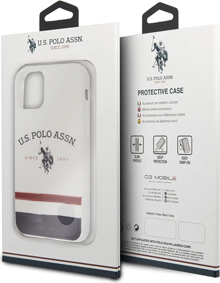 Ovitek za telefon iPhone 11 Pro Max, vzorec Tricolor, bel — U.S. Polo Assn. USHCN65PCSTRB