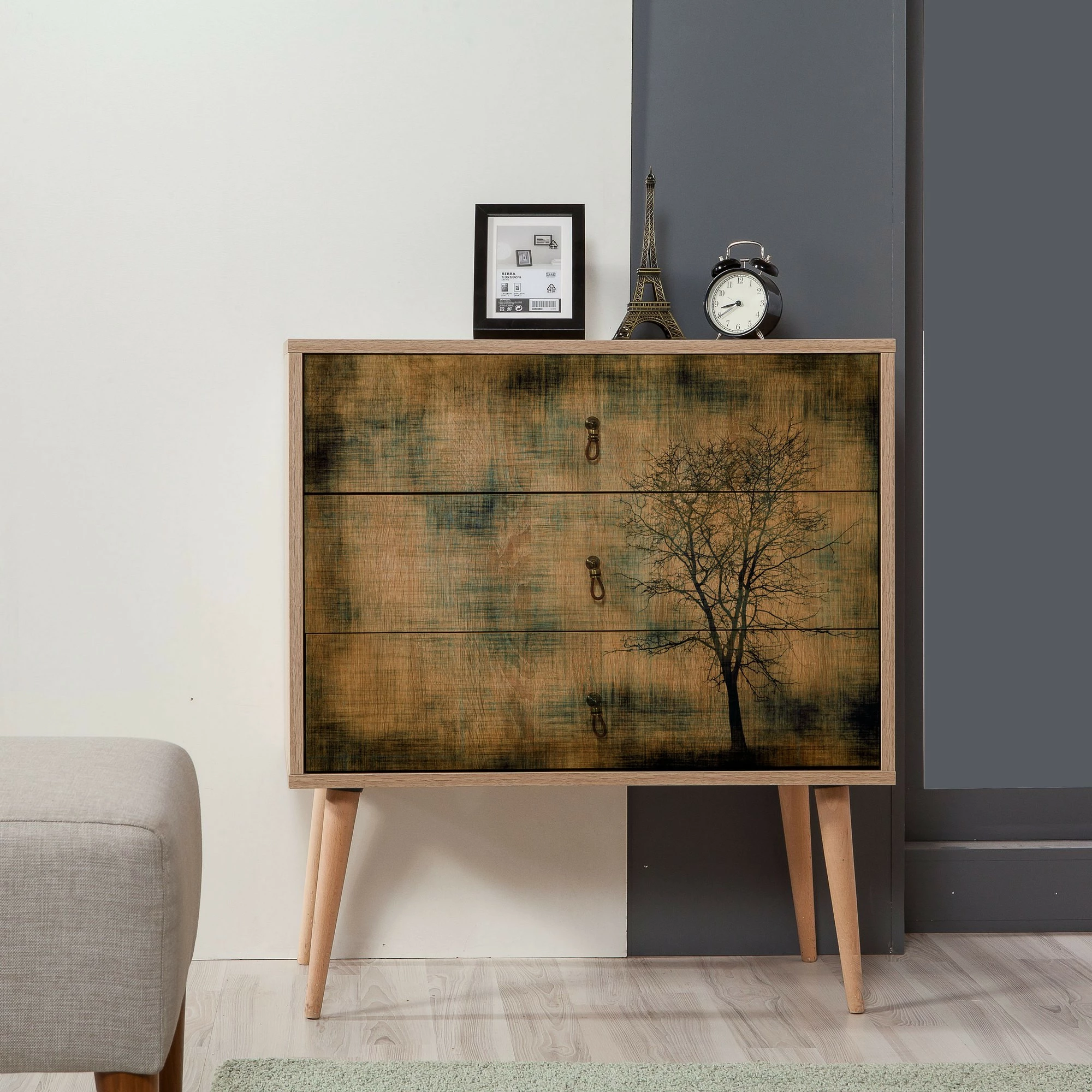 Komoda Trio, Lis Sonoma, 3 predala - Hanah Home
