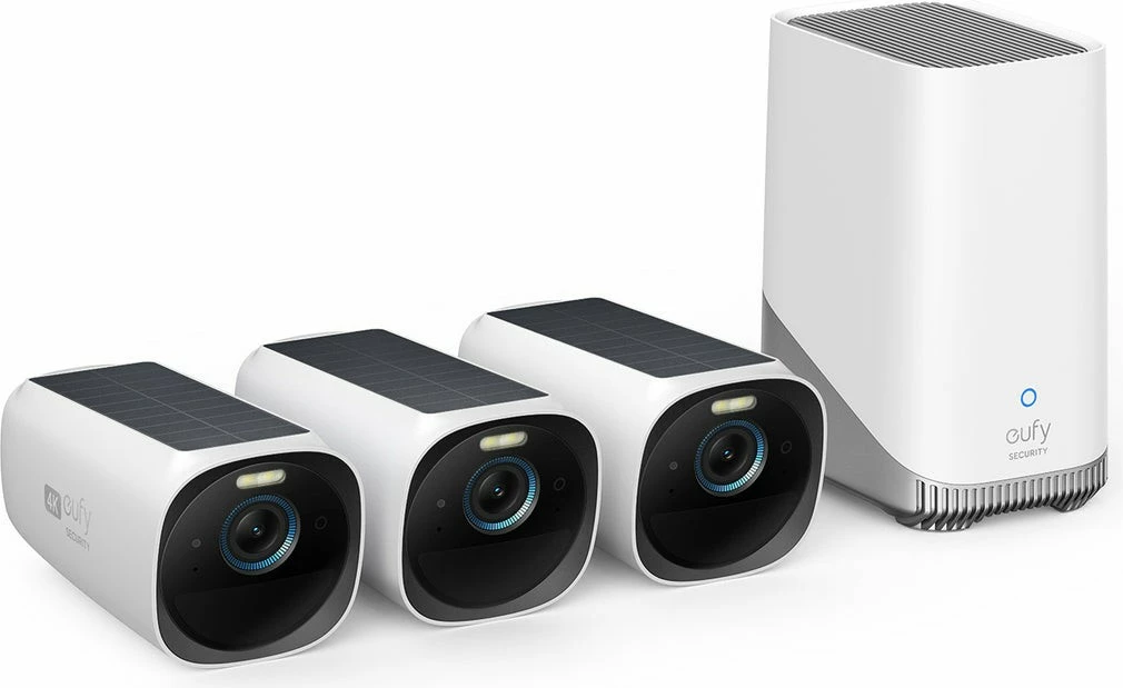 Komplet varnostnih kamer eufyCam S330 (eufyCam 3), 3 kamere, videoserver, Wi‑Fi, belo/črn