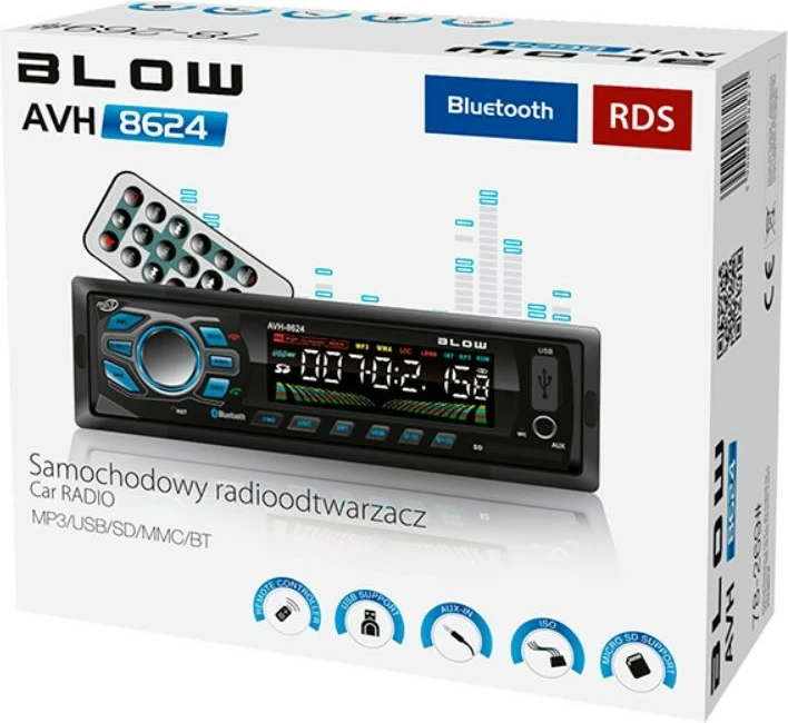 Avtoradio BLOW AVH-8624, MP3/USB/SD/MMC/BT, črn