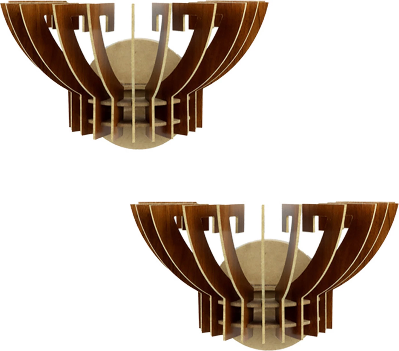 Set stenskih svetilk 2 kos lesene iz MDF oreh FH7382.02 32x22x19 cm