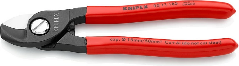 Stranske klešče Knipex 95 11 165, 165 mm, jeklo, rdeči plastični ročaj