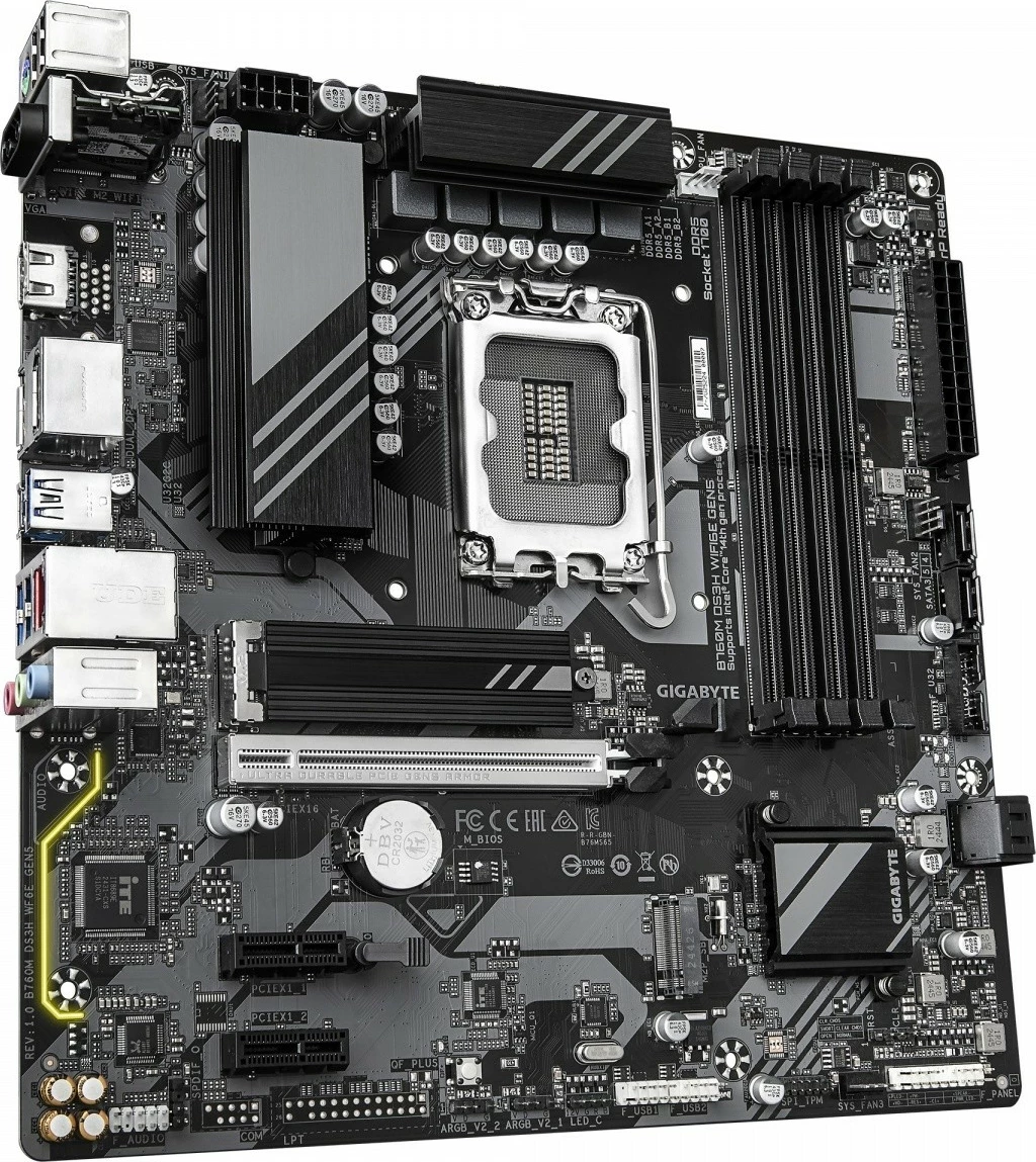 Računalniško ohišje Gigabyte B760M DS3H WF6E GEN5, micro-ATX, LGA1700, DDR5, Wi‑Fi, črn
