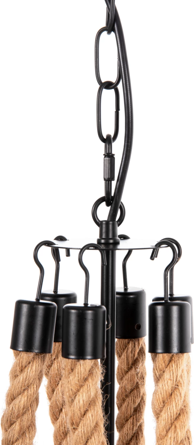 Stropna viseča svetilka FH4177 6-delna z vrvjo in črnim kovinskim 74x74x123Hcm