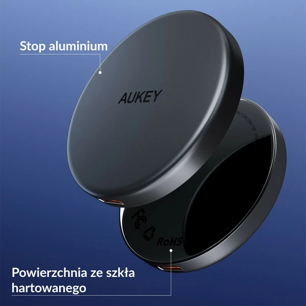 Brezžični polnilec MagSafe Qi2 AUKEY LC-MC10, 15 W, USB-C, črn