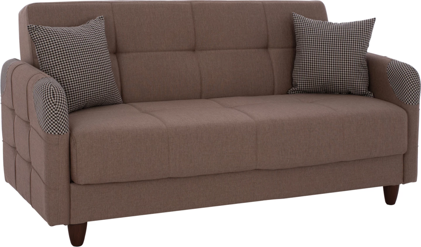 FH3246.01 Bež dvosed kavč-postelja z nasloni za roke in prostorom za shranjevanje