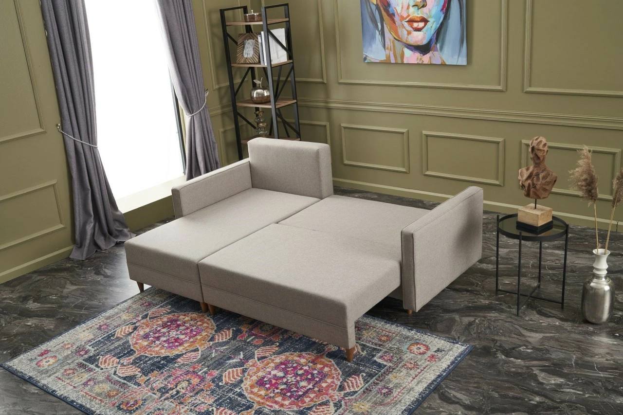 Kotna posteljna sedežna garnitura, Atelier del Sofa Aydam levo, krem