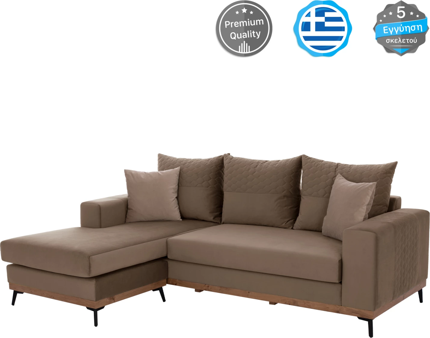 Kotna sedežna garnitura PORTOFINO, bež barva, visoke noge