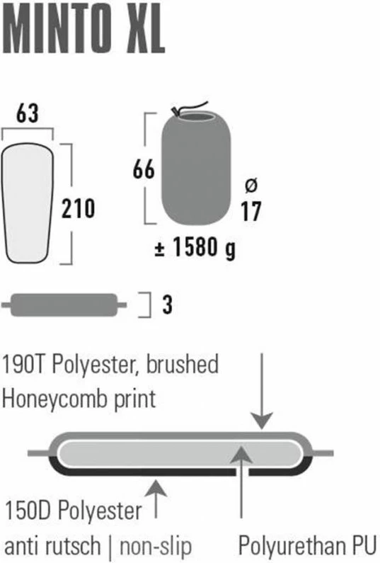 Samonapihljiv ležalnik High Peak Minto XL za moške in ženske, črn