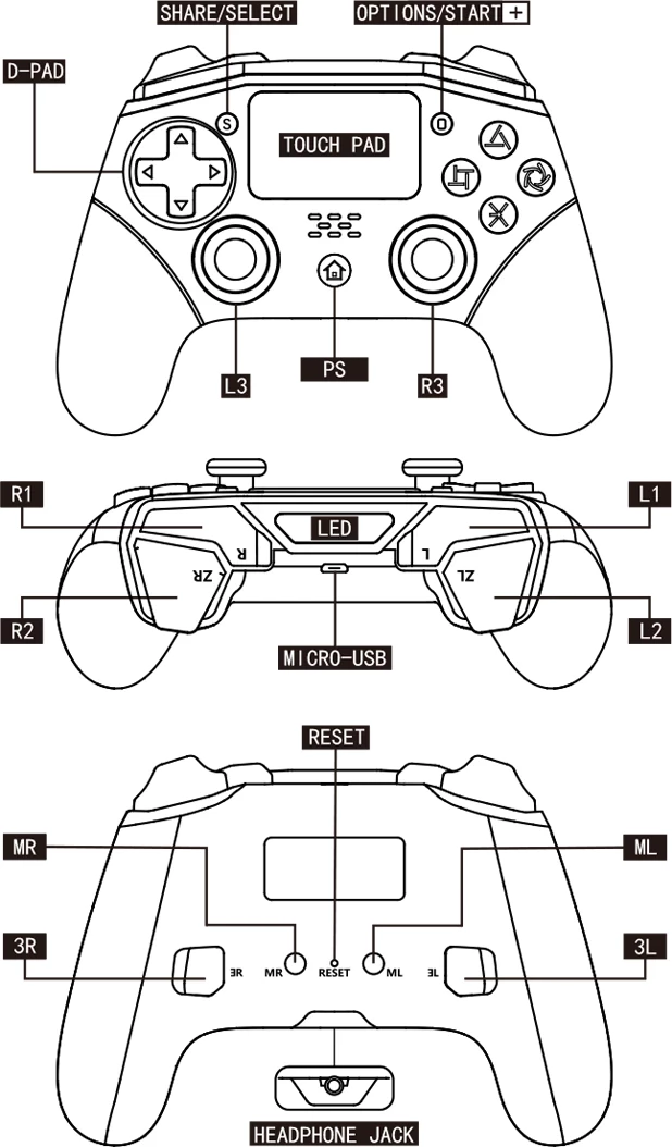 Brezžični kontroler Fenner Tech Pro (PC in Android) modro/rdeč