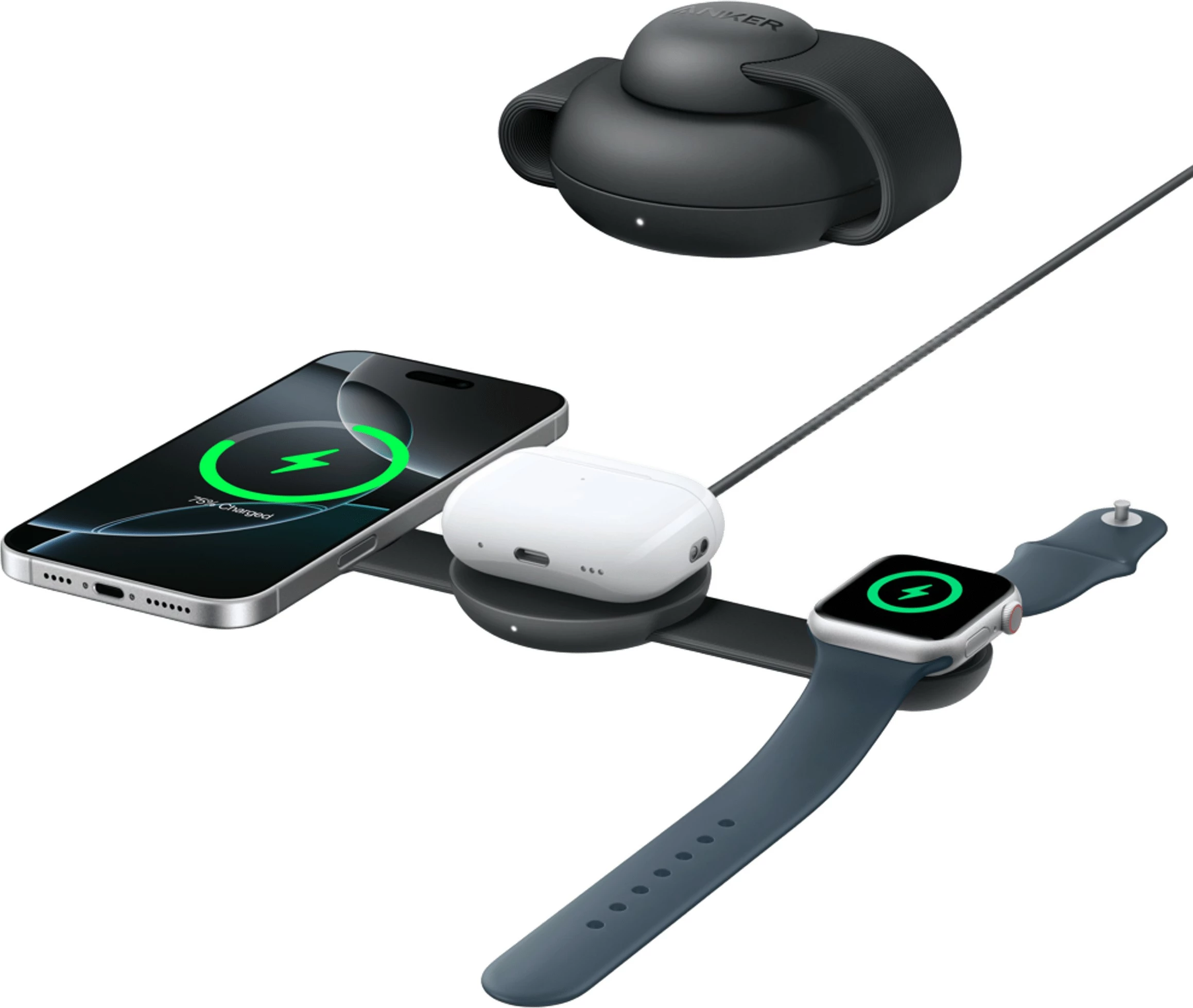 Brezžični polnilec, Anker B25M8H11, 15W, črn