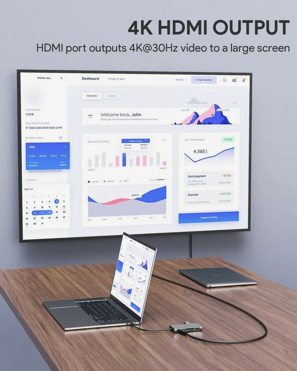 USB-C hub AUKEY CB-C91, 8-v-1, USB-C, HDMI 4K, RJ45, 3x USB 3.1, SD/microSD, Power Delivery 100 W, aluminij, srebrn