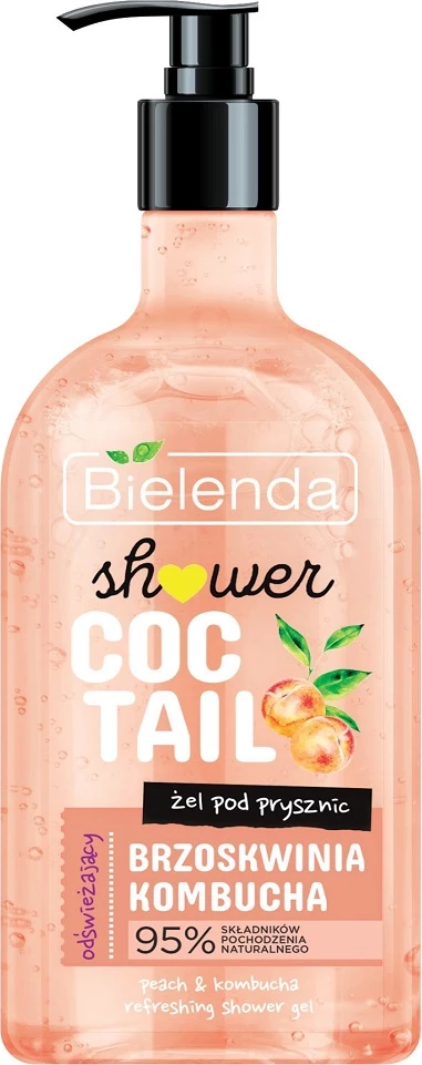 Gel za tuširanje za ženske Bielenda Shower Cocktail Peach + Kombucha, 400 ml
