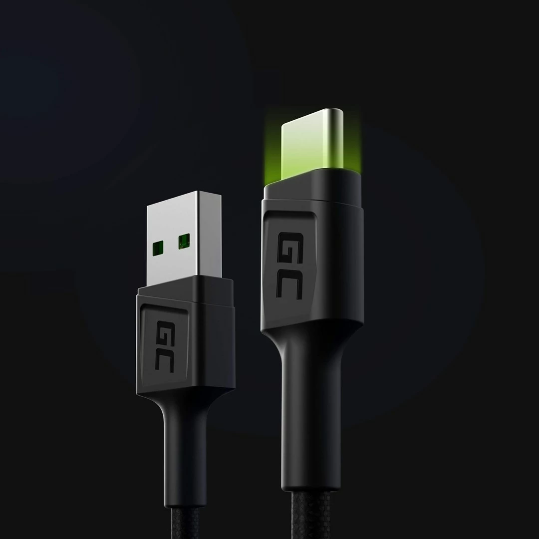USB kabel, Green Cell KABGC06, 1,2 m, USB A na USB C, črn