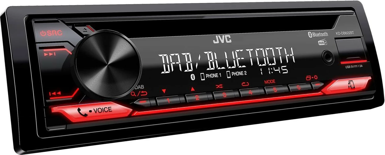 Avtoradio JVC KD-DB622BT, Bluetooth, USB, črn