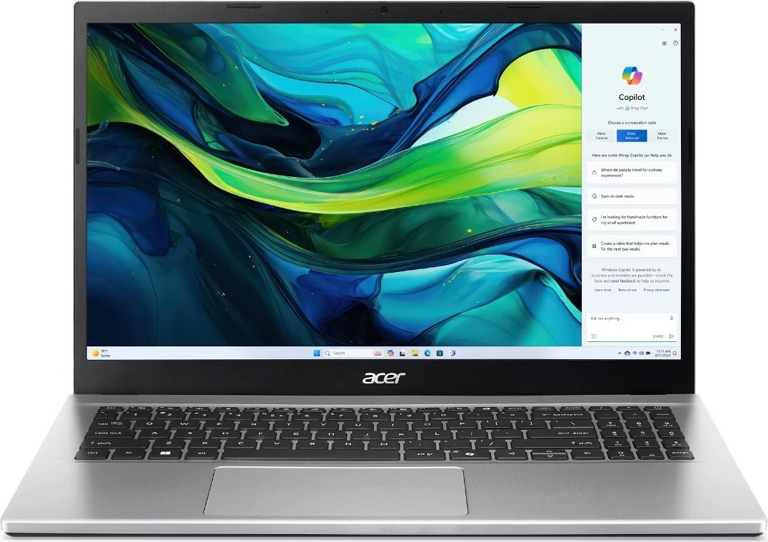 Prenosnik Acer Aspire Go 15 AG15-42P-R40Z, Ryzen 7 5825U, 15,6" FHD, 16 GB, 512 GB SSD, brez operacijskega sistema, srebrn
