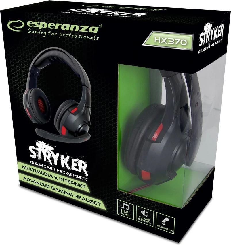 Gaming slušalke Esperanza Stryker EGH370 z mikrofonom, črne