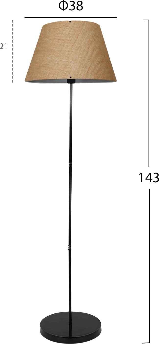 Samostoječa talna svetilka FH7610.01 črni steber, peščena barva kapice