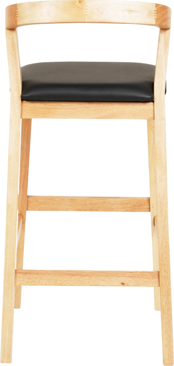 Barski stol NAMI FH9952.01 iz kavčukovca v barvi hrasta-črna PU 47,5x59x102,5Hcm