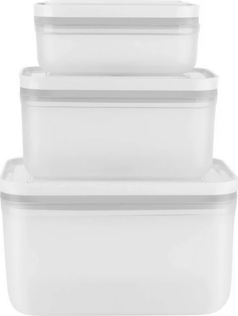 Vakuumski posodi za hrano Zwilling Fresh&Save 36804-003-0, plastika, 3 velikosti S/M/L, prozorno/belo, set 3 kos
