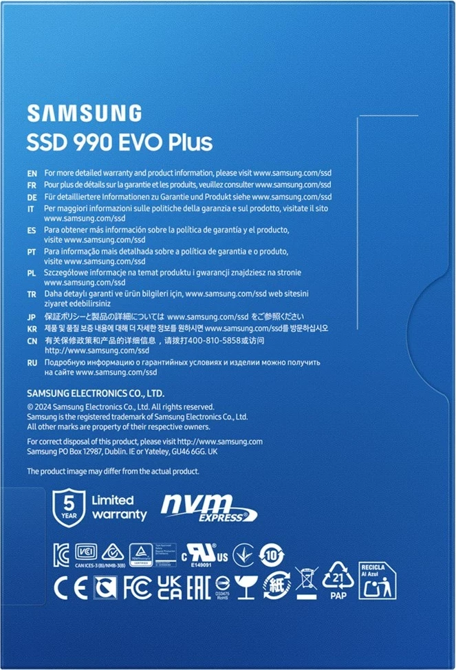 SSD 4 TB M.2 PCIe 4.0, Samsung MZ-V9S4T0BW, črn SSD 4 TB M.2 PCIe 4.0, Samsung MZ-V9S4T0BW, črn