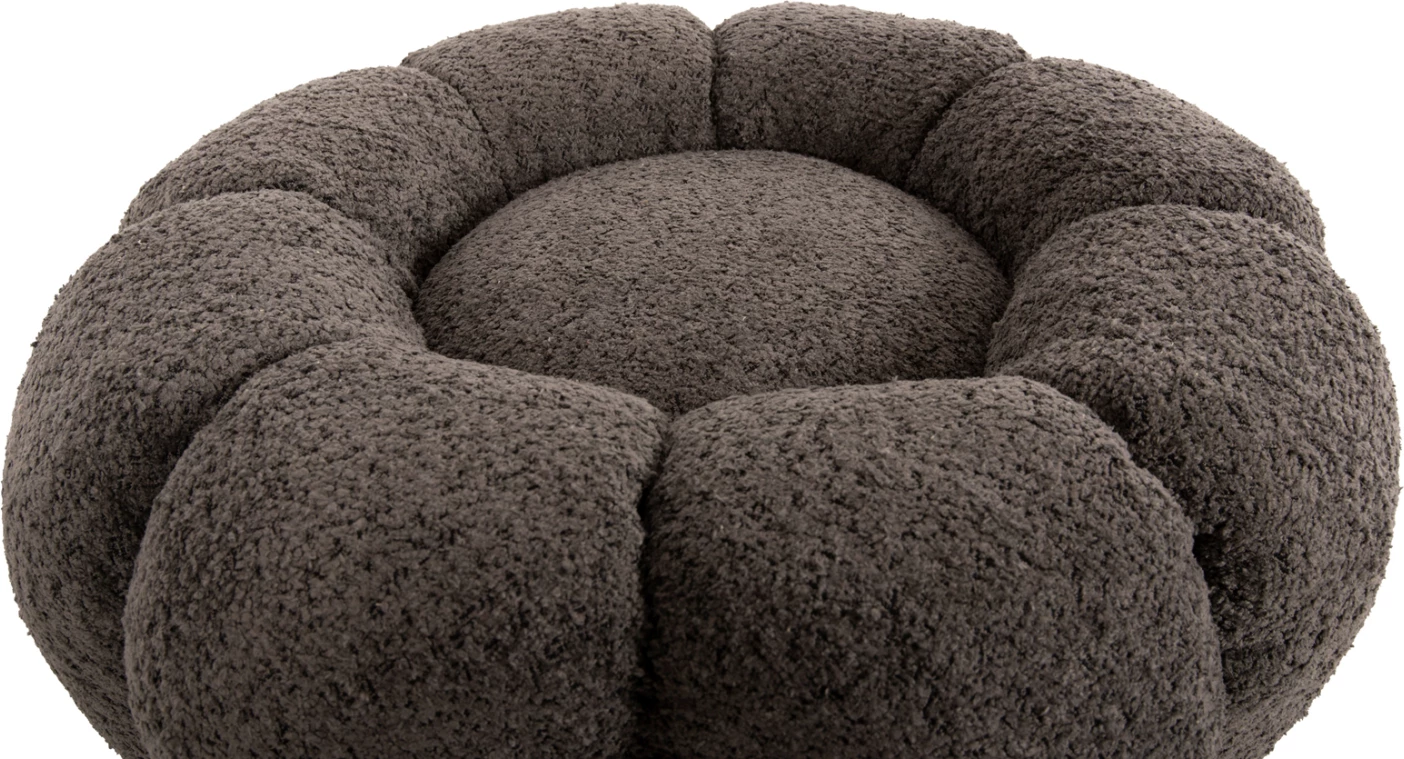 Okrogli stol KRIPP FH9602.01 sivo boucle-črna kovinska osnova Φ60x31Hcm