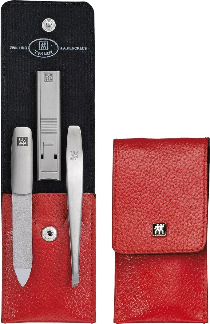 Set za manikuro/pedikuro ZWILLING 97119-002-0, rdeč usnjen etui