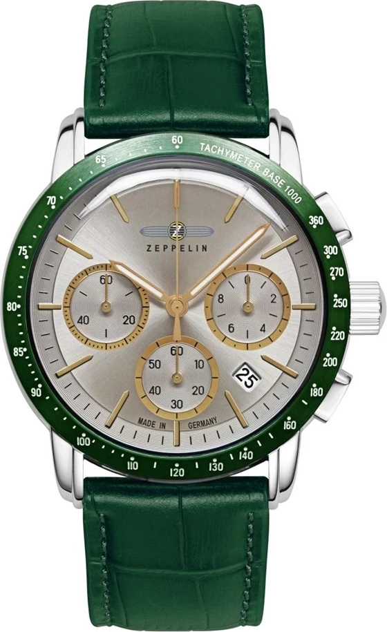 Elegantna ura Zeppelin New York 88785, quartz 42 mm, zelena