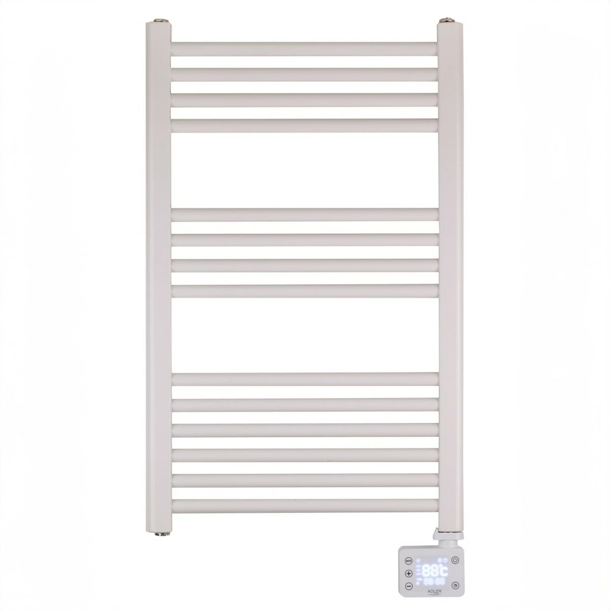 Električni kopalniški radiator z LED, Adler AD 7824, 600 W, 50×90 cm, 24-urni timer, IP24, bel
