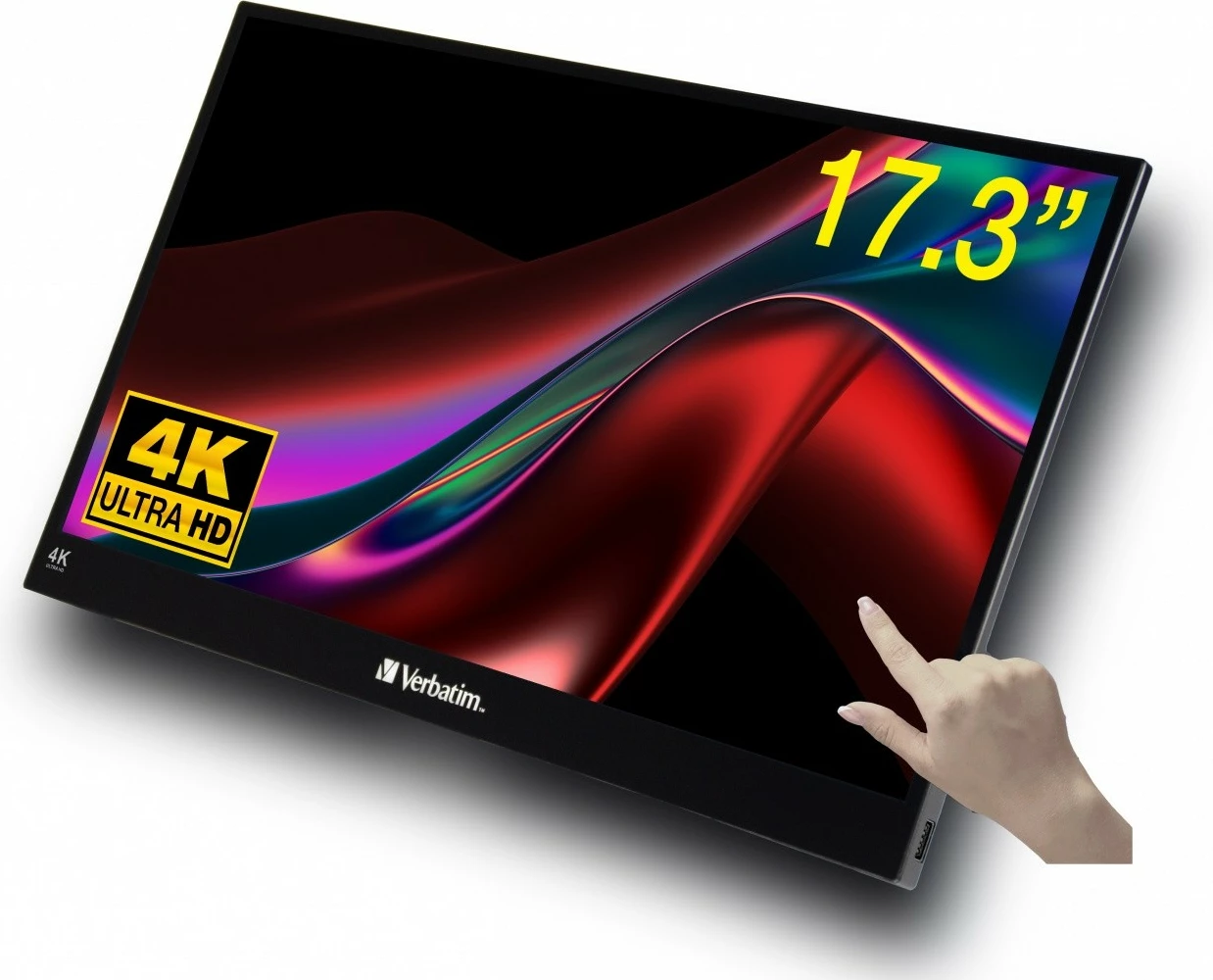 Prenosni zaslon na dotik Verbatim PMT-17-4K, 17,3" 4K IPS 60 Hz, USB-C/HDMI, črn