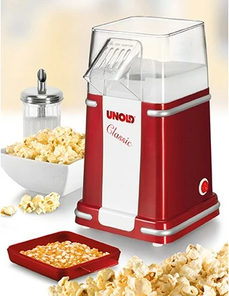 Klasčen aparat za pokovko UNOLD 48525 Popcornmaker Classic, 900 W, rdeče/belo/srebrn