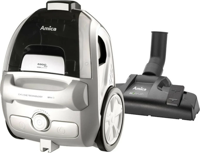 Sesalnik na elektriko brez vrečke Amica Bagio Eco VM3042, 900 W, posoda za prah 1,5 L, filter EPA12, črno/srebrn