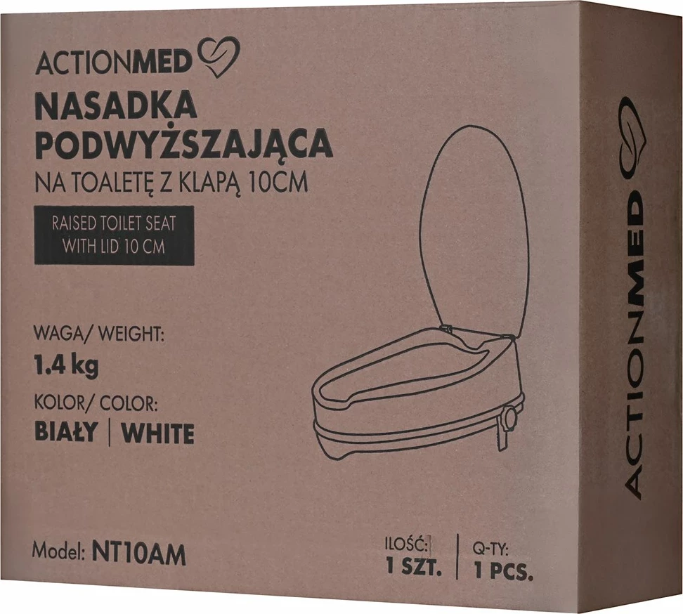 Nadgradni sedež za WC ActionMed NT10AM, 10 cm, bel