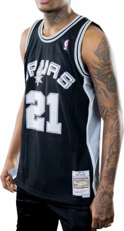 Moška majica NBA Swingman San Antonio Spurs Tim Duncan, Mitchell & Ness, črna