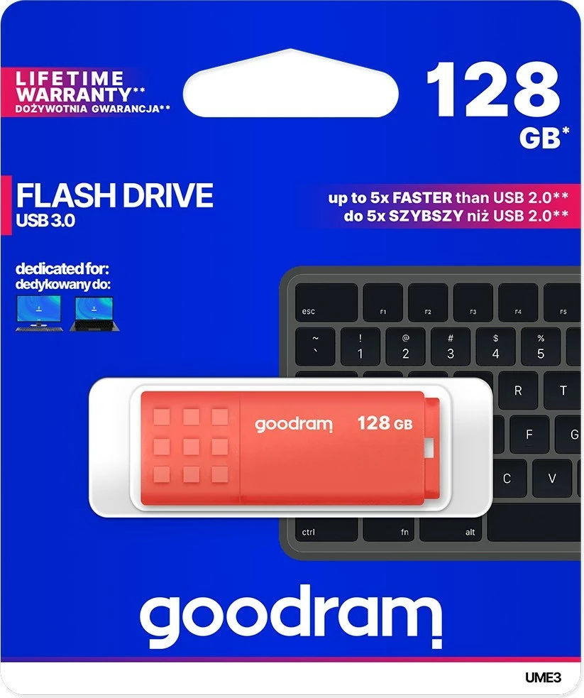USB ključek 128 GB, GoodRam UME3-1280O0R11, oranžen