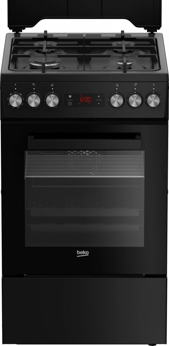 Pečica in kuhalna plošča Beko FSM52331DBDS, 60 l, 4 kuhališča, plin in elektrika, črna