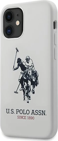 Ovitek za telefon za iPhone 12 mini 5,4", Silikonska kolekcija U.S. Polo Assn. USHCP12SSLHRWH, trdo ohišje silikon/TPU, bel